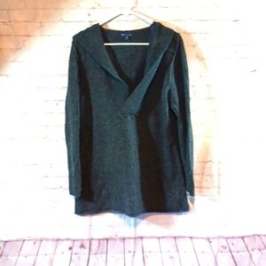 Gap  Gray Low V Neck   Hoodie Chunky  Sweater XL